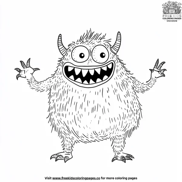 Funny monster scenes coloring pages