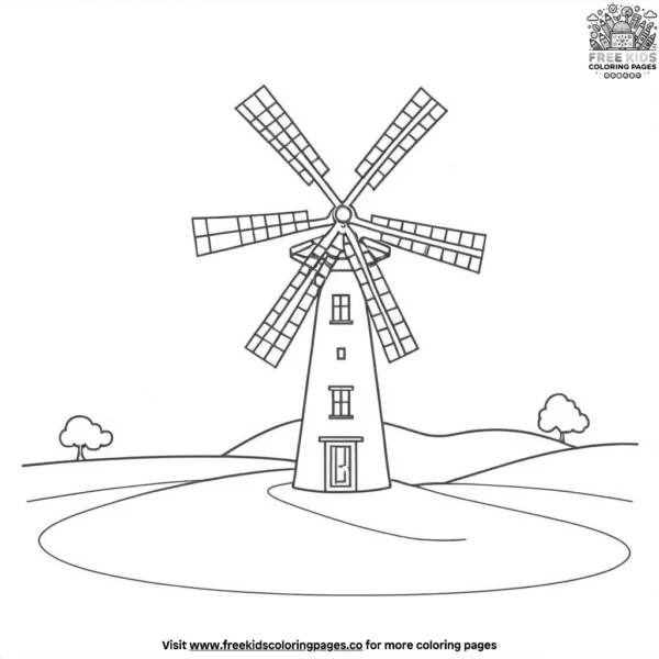 Gentle breeze windmill coloring pages