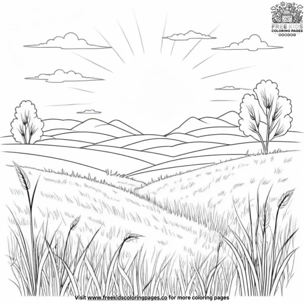 Gentle prairie sunset coloring pages