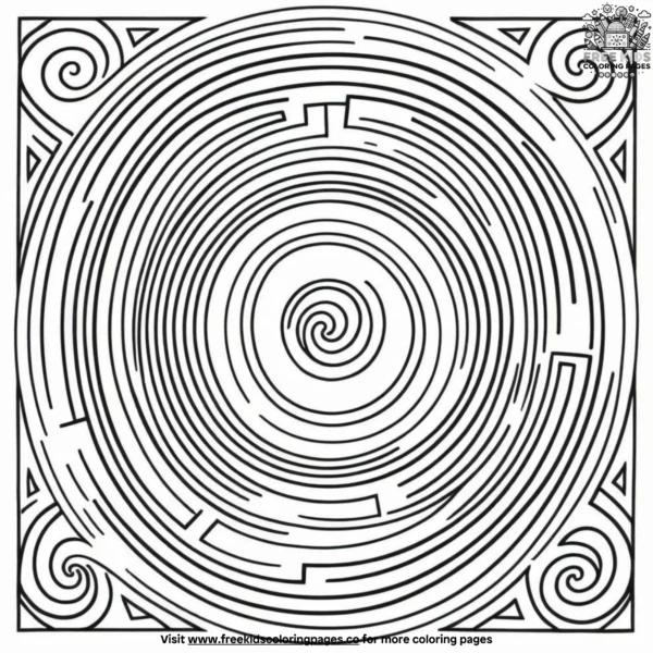 Geometric swirls coloring pages