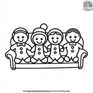 Gingerbread family movie night coloring pages