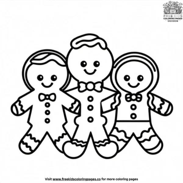 Gingerbread family portrait coloring pages