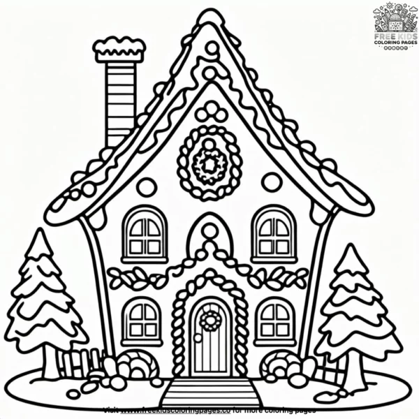 Gingerbread house decorating coloring pages