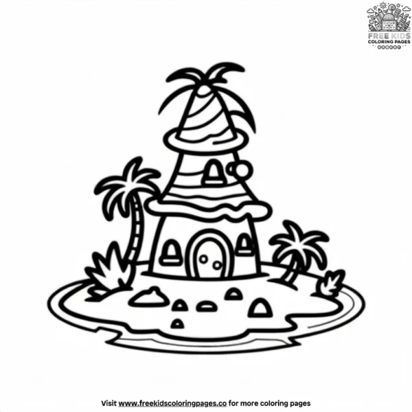 Gingerbread pirates' island hideout coloring pages