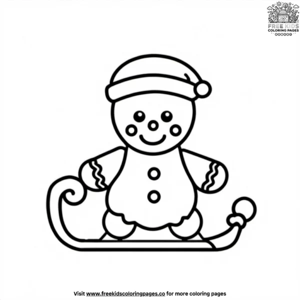 Gingerbread sleigh rider coloring pages