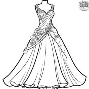 Glamorous Evening Gowns Coloring Pages