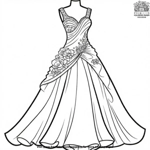Glamorous evening gowns coloring pages