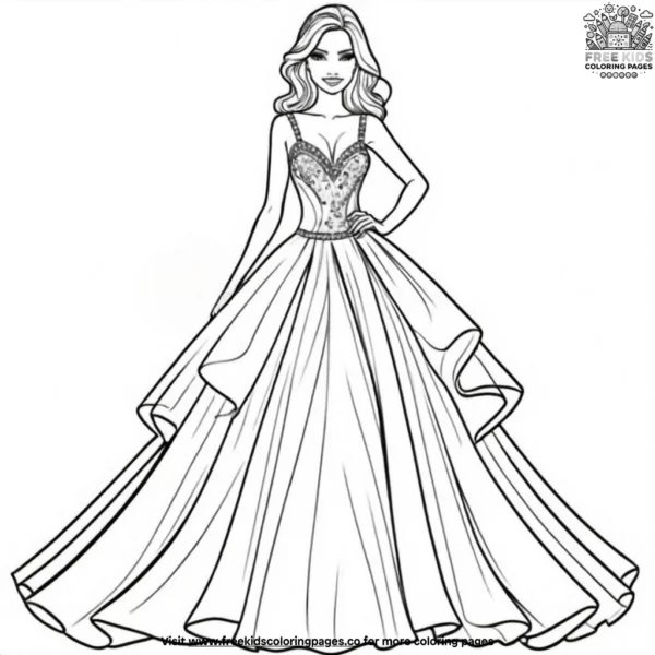 Glamorous red carpet fashion coloring pages