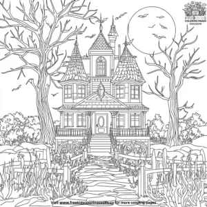 Gloomy Haunted House Coloring Pages