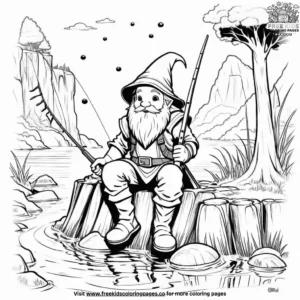 Gnome fishing coloring pages