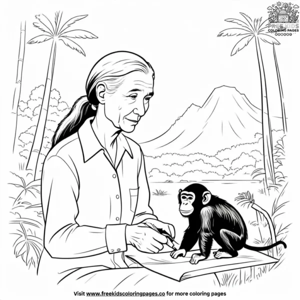 Groundbreaking jane goodall coloring pages