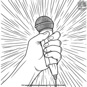 Hand Holding A Microphone Coloring Pages