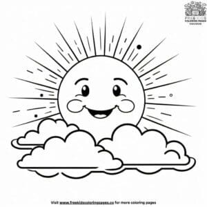 Happy Sun and Cloud Faces Coloring Pages