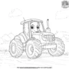 Happy Tractor Face Coloring Pages