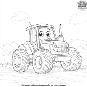 Happy Tractor Face Coloring Pages