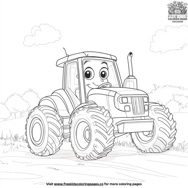 Happy tractor face coloring pages