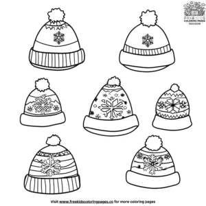 Hat and Snowflake Coloring Pages