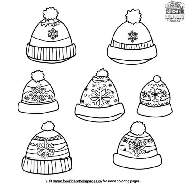 Hat and snowflake coloring pages