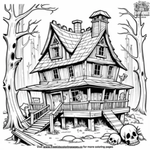 Haunted Cabin in the Forest Coloring Pages