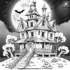 Haunted House Beneath a Full Moon Coloring Pages