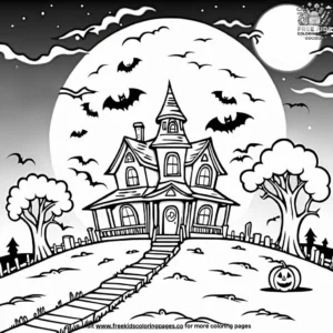 Haunted house on the hill coloring pages