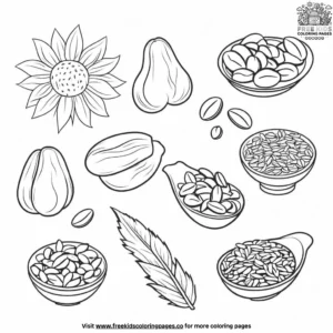 Healthy Nuts and Seeds Coloring Pages