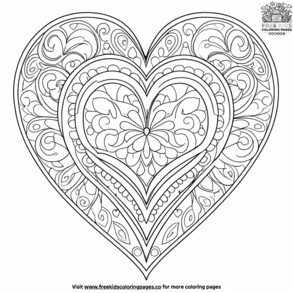 Heart decor coloring pages