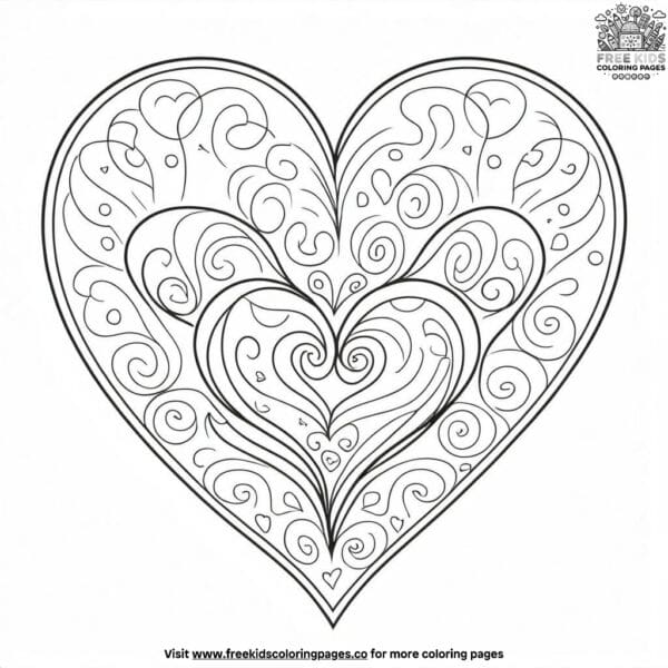 Heart love coloring pages