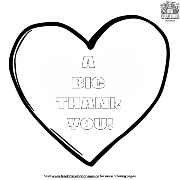 Heart shaped thank you coloring pages