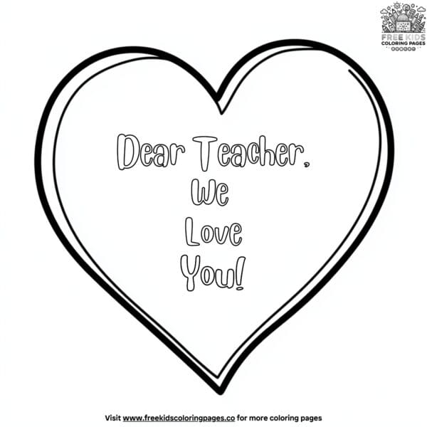 Heartfelt teachers appreciation coloring pages