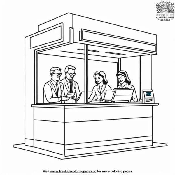 Helpful bank teller coloring pages