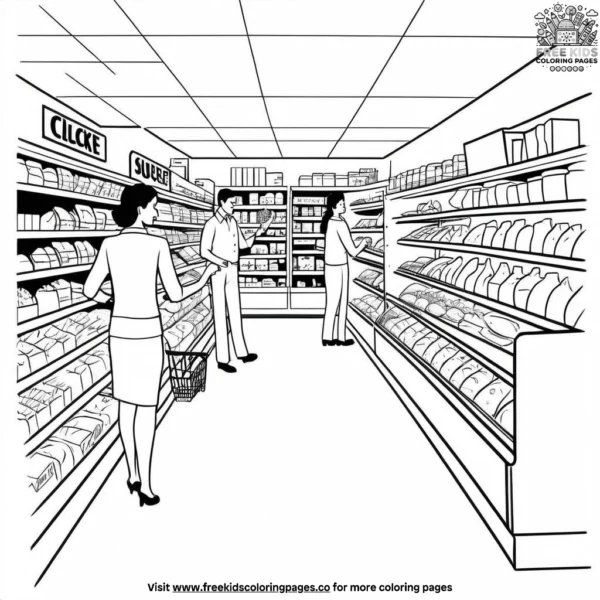 Helpful grocery clerk coloring pages