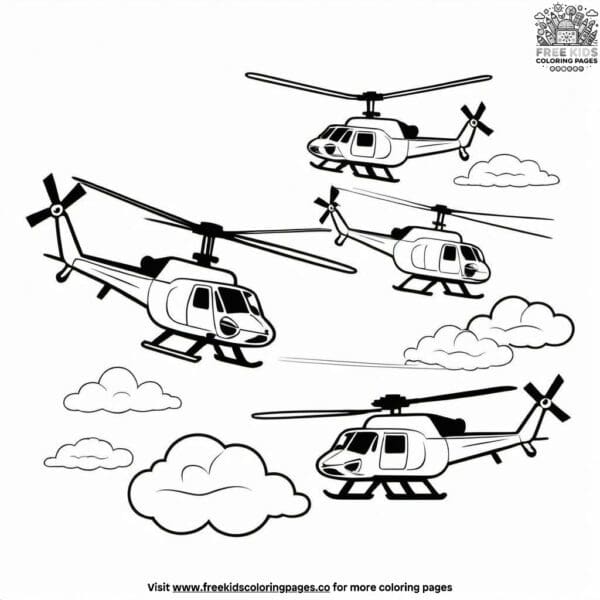 High flying helicopters coloring pages