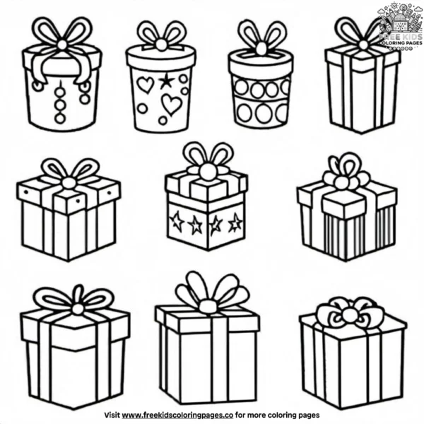 Holiday gift coloring pages