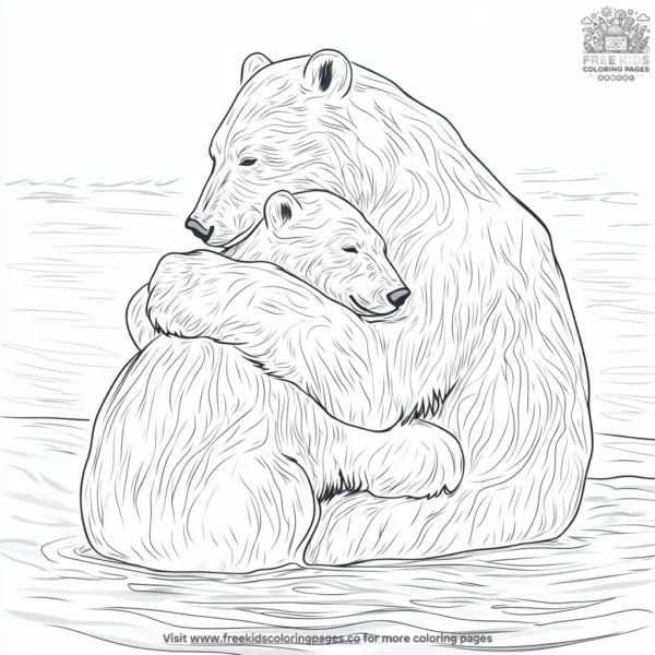 Hugging polar bears coloring pages