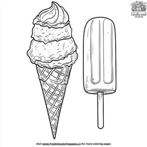 Ice cream cone and popsicle coloring pages