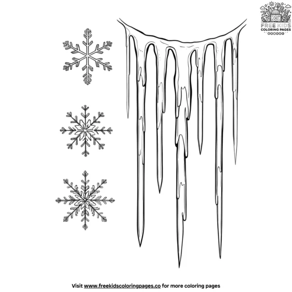 Icicle snowflake coloring pages