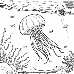 Jellyfish floating coloring pages