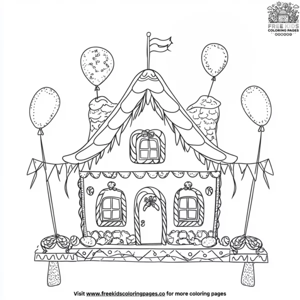 Joyful celebration gingerbread house coloring pages