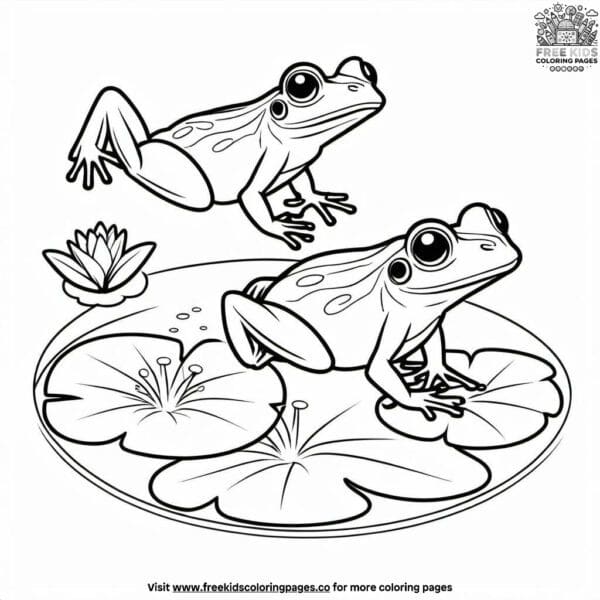 Joyful jumping frogs coloring pages