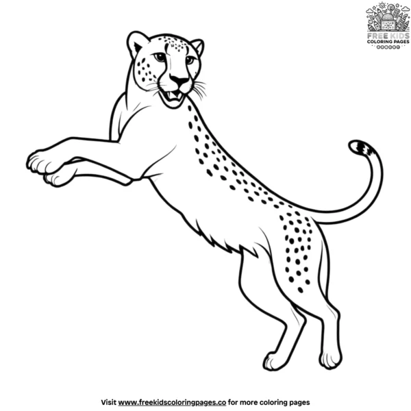 Jumping cheetah coloring pages