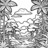 Jungle Cloudy Sky Coloring Pages