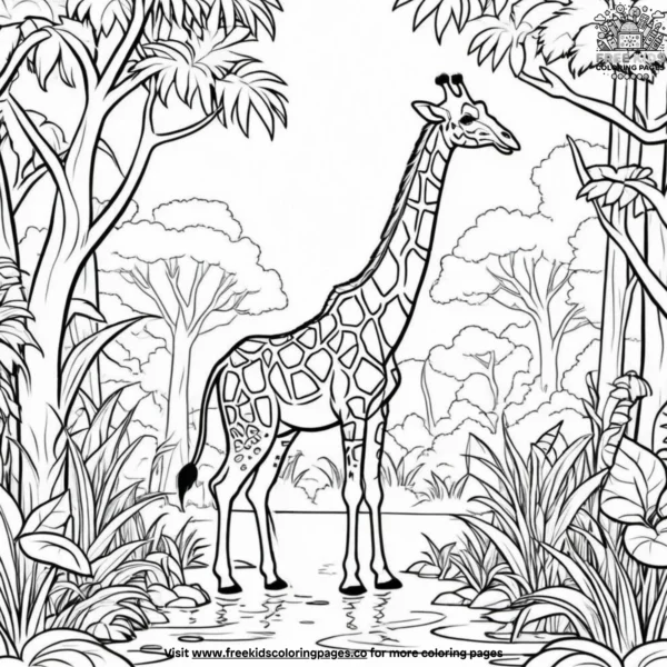 Jungle giraffe coloring pages