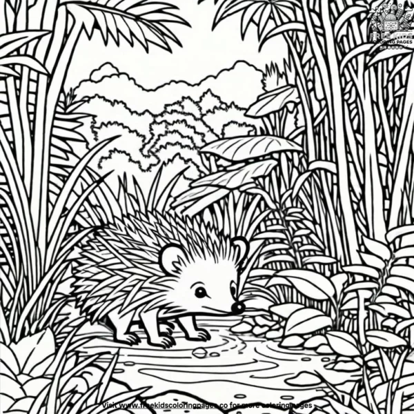 Jungle hedgehog coloring pages