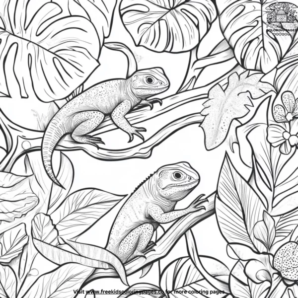 Jungle lizard coloring pages