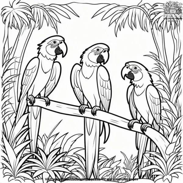 Jungle macaws coloring pages