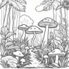 Jungle Mushroom Patch Coloring Pages