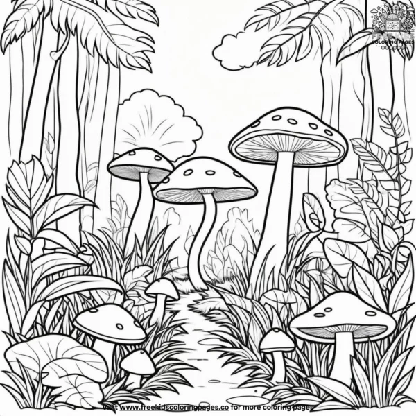 Jungle mushroom patch coloring pages