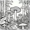 Jungle Mushrooms Coloring Pages