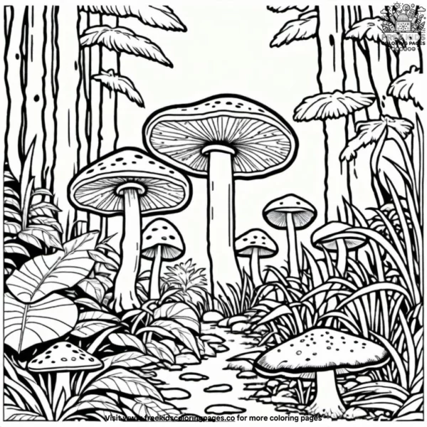 Jungle mushrooms coloring pages